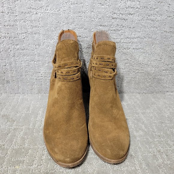 Frye Naomi Pickstitch Women's Size US 9B Brown Suede Strappy Ankle Bootie Boots. - Picture 3 of 9